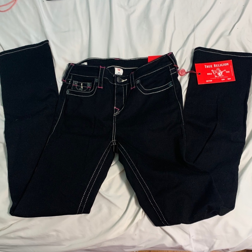 NWT True Religion Black Billie Straight Jeans